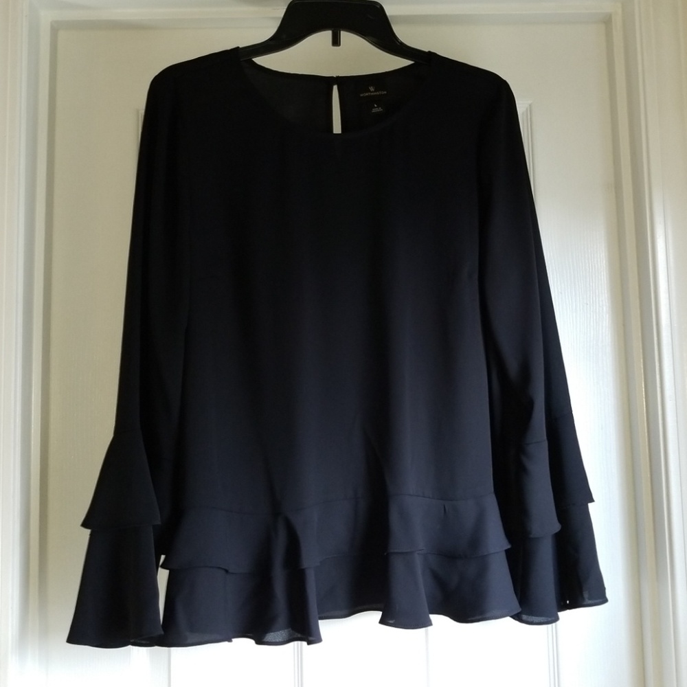 Black bell sleeve top
